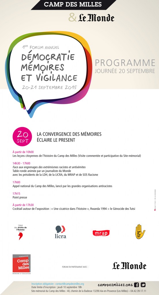 Blog Forum annuel Démocratie, mémoires et vigilance Programme 20 septembre (2)